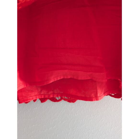 Boden Brittany Lace Top Red Size 10 Short Sleeve Scalloped Hem Elegant Blouse - Picture 8 of 10